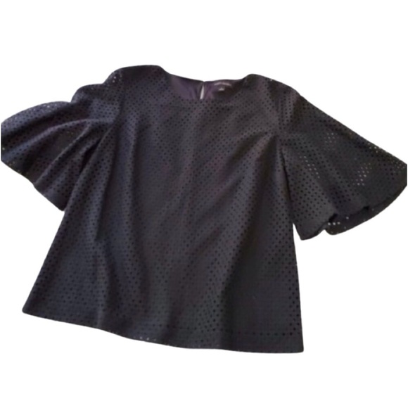 BANANA REPUBLIC Perforated Flutter Sleeve Top - Picture 3 of 13